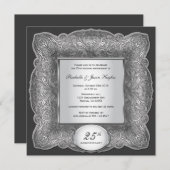 Uitnodiging vierkant zilver 25-jarig jubileum (Voorkant / Achterkant)