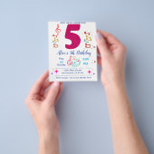 Uitnodiging vijfde verjaardag - Muziekthema Flyer (Hand)