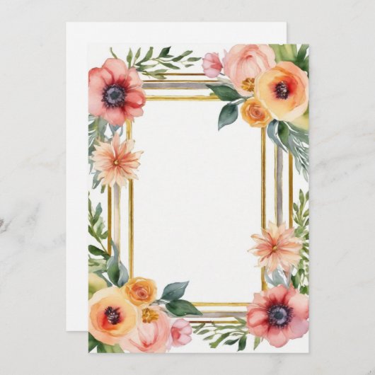 uitnodiging - vintage bloemen (Voorkant / Achterkant)