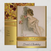 Uitnodiging Vintage Floral Elke ocassie (Voorkant / Achterkant)