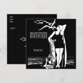 Uitnodiging Vintage Retro Zwart Wit (Voorkant / Achterkant)