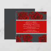 Uitnodiging vintage roze jubileum zwart rood (Voorkant / Achterkant)
