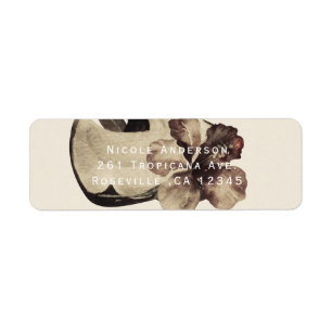 Uitnodiging Vintage Tropische Kokos & Hibiscus Etiket