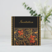 Uitnodiging Vintage Victoriaans William Morris (Staand voorkant)