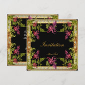 Uitnodiging Vintage Victoriaanse Bloem Frame (Voorkant / Achterkant)