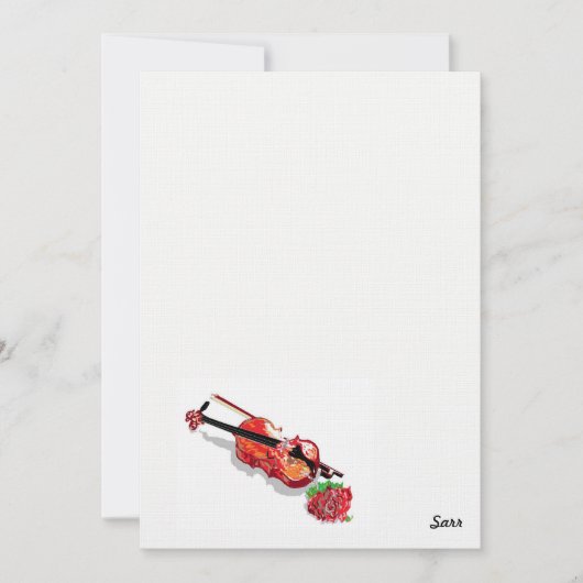 Uitnodiging Viool met een Roos (Voorkant)