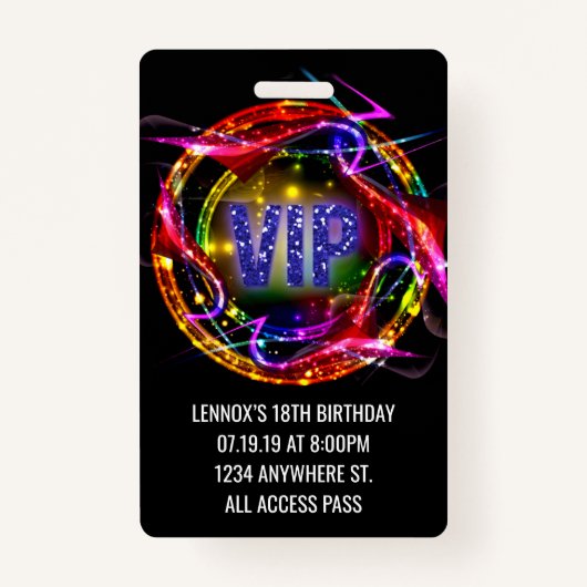 Uitnodiging VIP Pass-badge voor verjaardag Badge (Voorkant)
