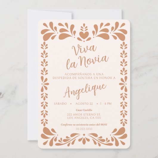 Uitnodiging Viva La Novia Afscheid van de Bruid (Voorkant)