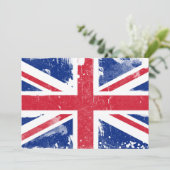 Uitnodiging vlag Grunge Union Jack (Staand voorkant)