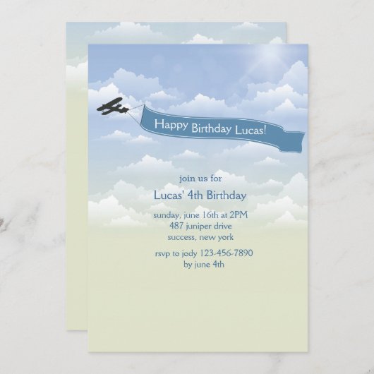 Uitnodiging vliegtuigbanner (Voorkant / Achterkant)