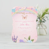 Uitnodiging Vlinders, Regenboog en Bloemen (Staand voorkant)