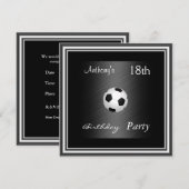 Uitnodiging Voetbal 18e Verjaardagsfeest zilver (Voorkant / Achterkant)