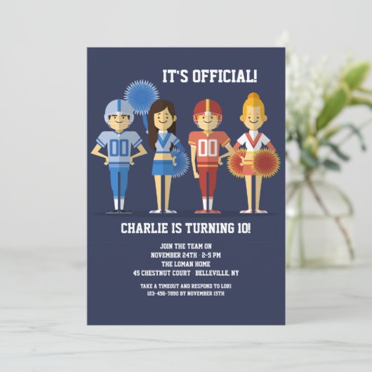 Uitnodiging voetbalfeestje (Staand voorkant)