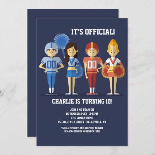 Uitnodiging voetbalfeestje (Voorkant / Achterkant)