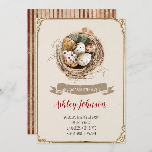 Uitnodiging vogelnest (Voorkant / Achterkant)