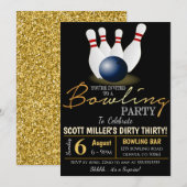 Uitnodiging Volwassenen Bowling Feest (Voorkant / Achterkant)