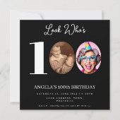 Uitnodiging voor 100e verjaardagsfoto | Nummercoll (Voorkant)