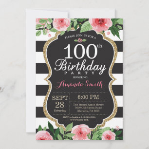 Uitnodiging voor 100ste verjaardag voor vrouwen. B