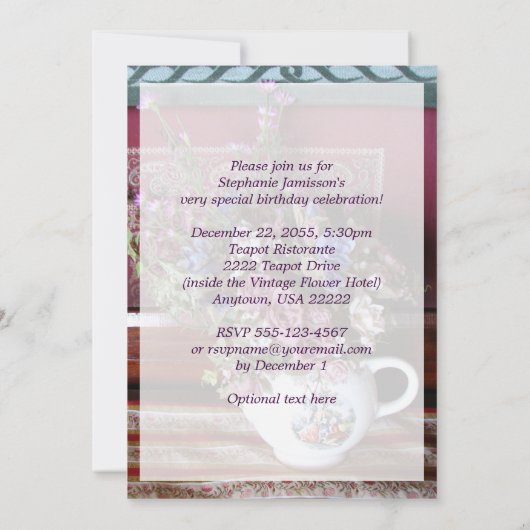 Uitnodiging voor 101ste verjaardagsfeest, vintage  (Achterkant)