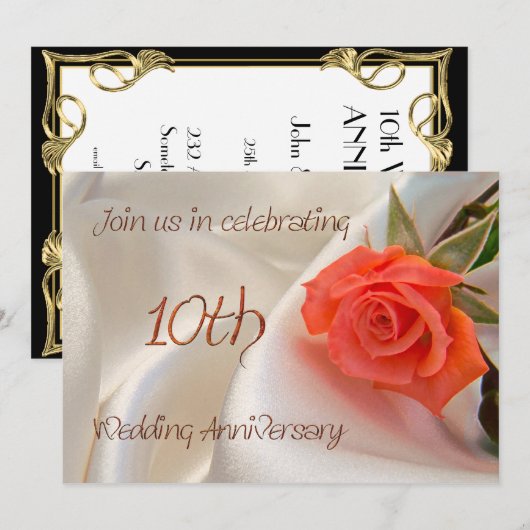 Uitnodiging voor 10-jarig huwelijksjubileumfeest (Voorkant / Achterkant)