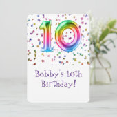 Uitnodiging voor 10e verjaardag, maat: 5 "x 7", ma (Staand voorkant)