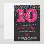 Uitnodiging voor 10e verjaardag met confetti (Voorkant / Achterkant)