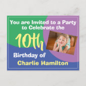 Uitnodiging voor 10e verjaardag met foto (Voorkant)