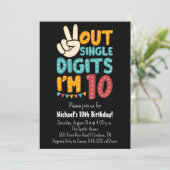 Uitnodiging voor 10e verjaardag 'Peace Out Single  (Staand voorkant)