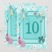 Uitnodiging voor 10e verjaardagsfeestje (Voorkant / Achterkant)
