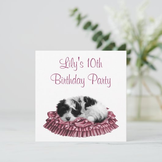 Uitnodiging voor 10e verjaardagsfeestje van puppy (Staand voorkant)