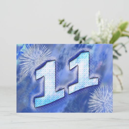 Uitnodiging voor 11e verjaardag (Staand voorkant)