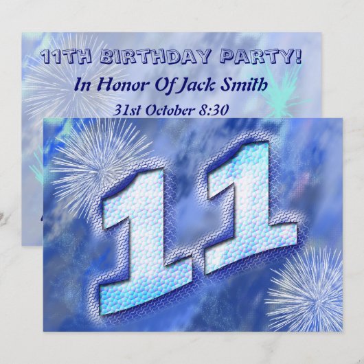 Uitnodiging voor 11e verjaardag (Voorkant / Achterkant)
