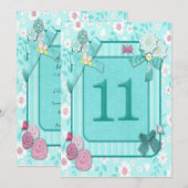 Uitnodiging voor 11e verjaardagsfeestje (Voorkant / Achterkant)