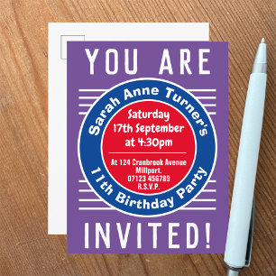 Uitnodiging voor 11e verjaardagsfeestje van kind briefkaart