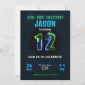 Uitnodiging voor 12e verjaardag jongen (Voorkant)