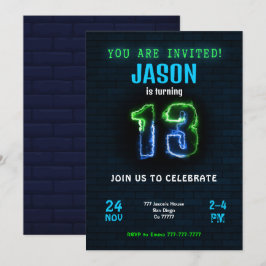Uitnodiging voor 13e verjaardag jongen