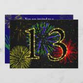 Uitnodiging voor 13e verjaardagsfeest (Voorkant / Achterkant)