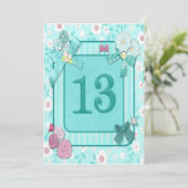 Uitnodiging voor 13e verjaardagsfeestje (Staand voorkant)
