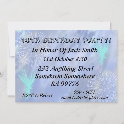 Uitnodiging voor 14e verjaardag (Achterkant)