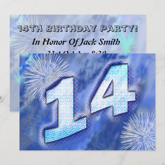 Uitnodiging voor 14e verjaardag (Voorkant / Achterkant)