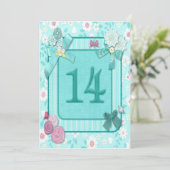 uitnodiging voor 14e verjaardag (Staand voorkant)