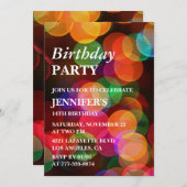 Uitnodiging voor 14e verjaardag Kleurrijk Confetti (Voorkant / Achterkant)