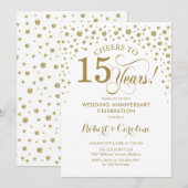 Uitnodiging voor 15-jarig jubileumfeest in goud en (Voorkant / Achterkant)