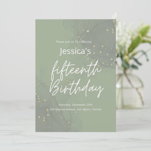Uitnodiging voor 15e verjaardag (Staand voorkant)