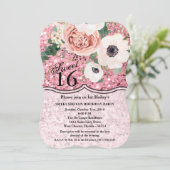 Uitnodiging voor 16e verjaardag geometrische tuinr (Staand voorkant)