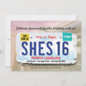 Uitnodiging voor 16e verjaardag meisje met rijbewi (Voorkant)