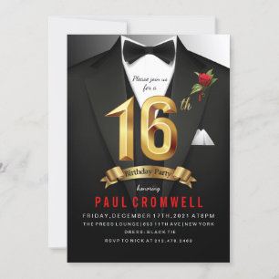 Uitnodiging voor 16e verjaardag Sweet 16 Tuxedo