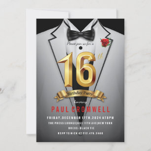 Uitnodiging voor 16e verjaardag Sweet 16 Tuxedo
