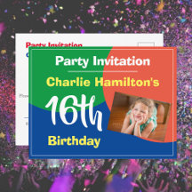 Uitnodiging voor 16e verjaardagsfeest met foto ans