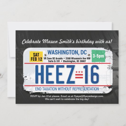 Uitnodiging voor 16e verjaardagsfeest van jongen i (Voorkant)